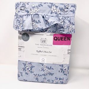 Rachel Ashwell FARMHOUSE Shabby Chic RUFFLED DITSY FLORAL QUEEN Sheet Set
